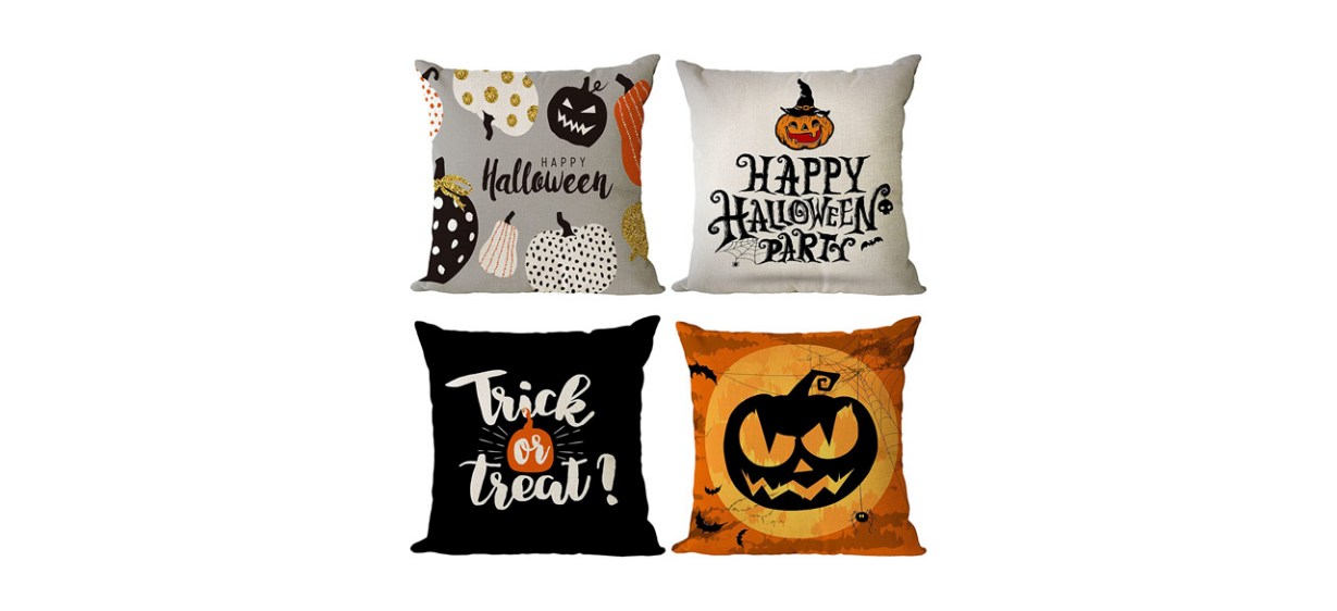 Best  YeeJu Set of 4 Halloween Pillow Covers  Best  YeeJu Set of 4 Halloween Pillow Covers