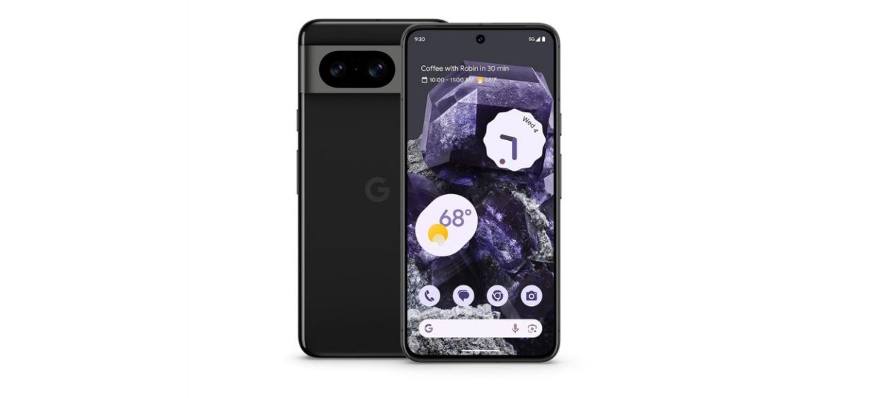 Google Pixel 8 smartphone on white background