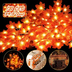Geefuun Maple Leaves Lighted Garland