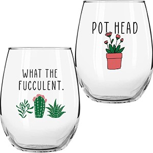 On the Rox Drinks Funny Plant Wine Glasses