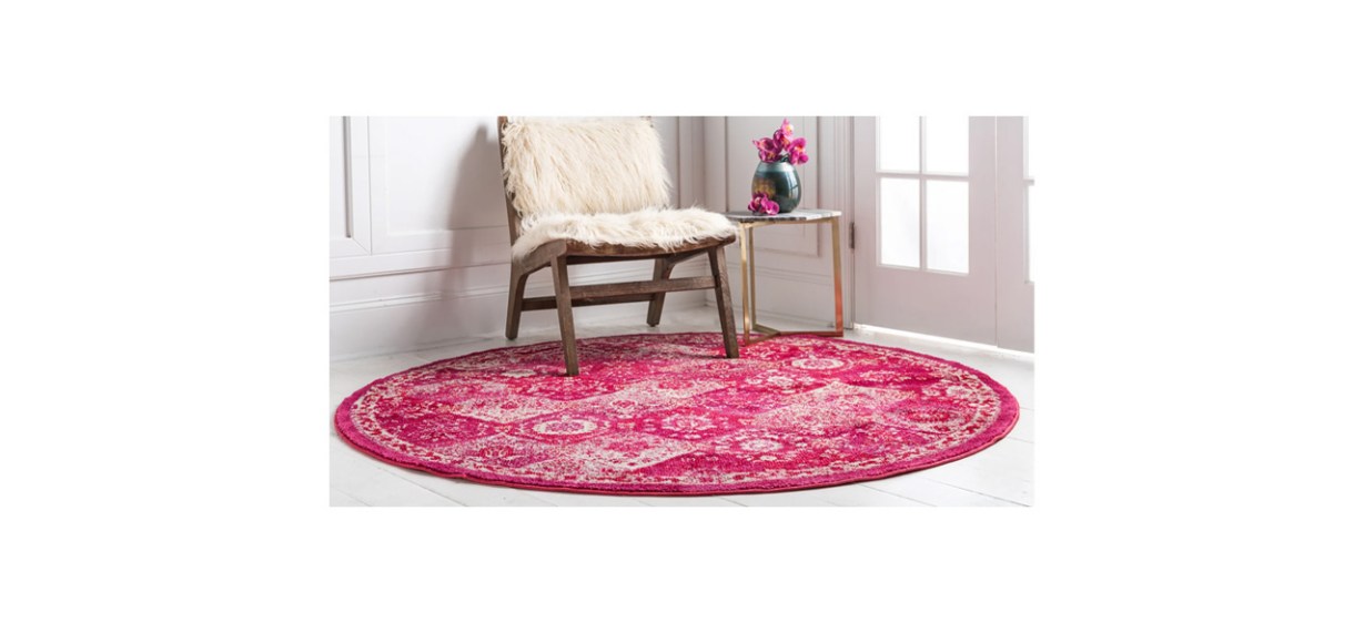 Best Charlton Home Kalf Abstract Magenta Area Rug