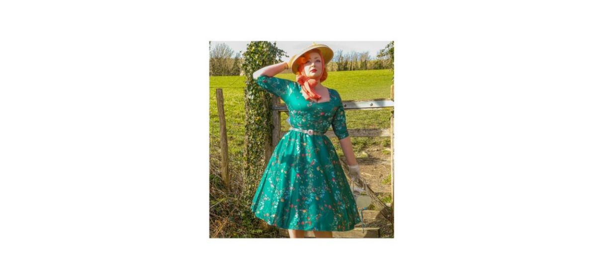 Best Formal Long Sleeved Green Bird Forest Print Midi Dress