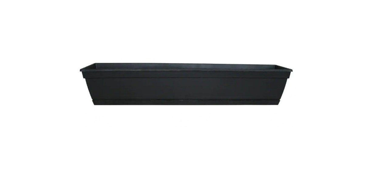 Best Newbury Black Resin Window Box with Saucer