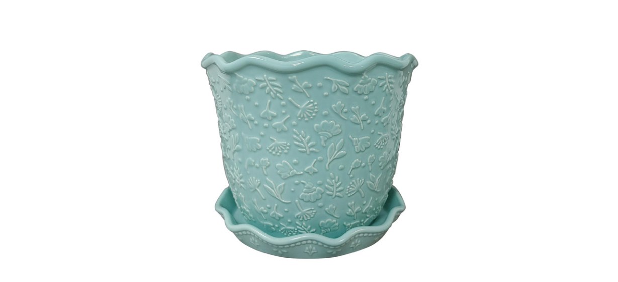Best The Pioneer Woman Embossed Daisy Planter Best The Pioneer Woman Embossed Daisy Planter