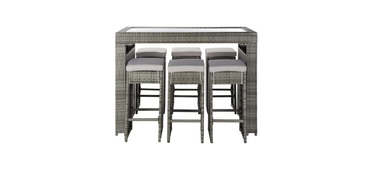 best Safavieh Seven-Piece Outdoor Living Horus Dining Set