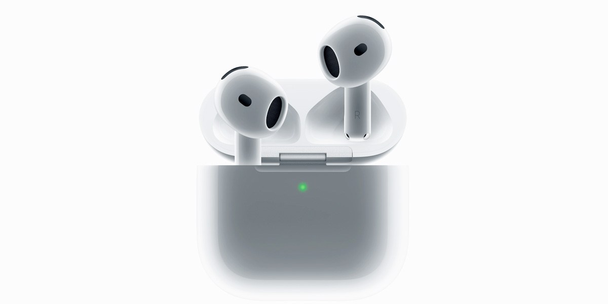 A pair of Apple AirPods 4