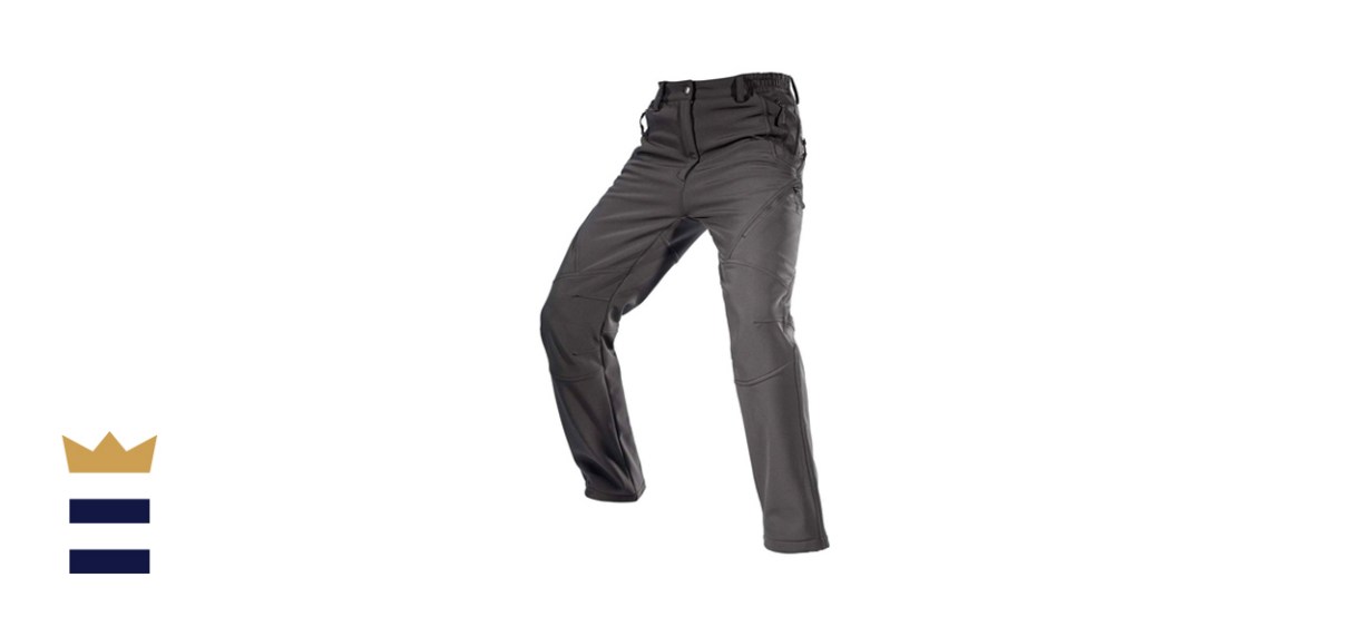 FREE SOLDIER Fleece Lined Outdoor Snow Pants with Zipper Pockets