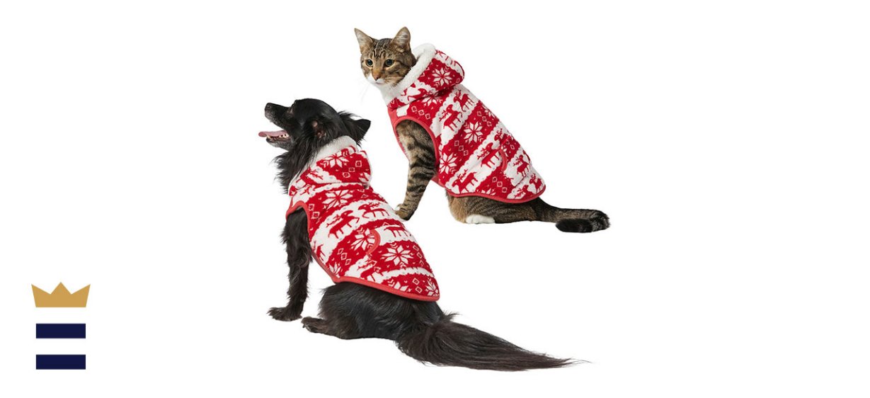 Frisco Fair Isle Fleece-Lined Polyester Winter Dog and Cat Hoodie