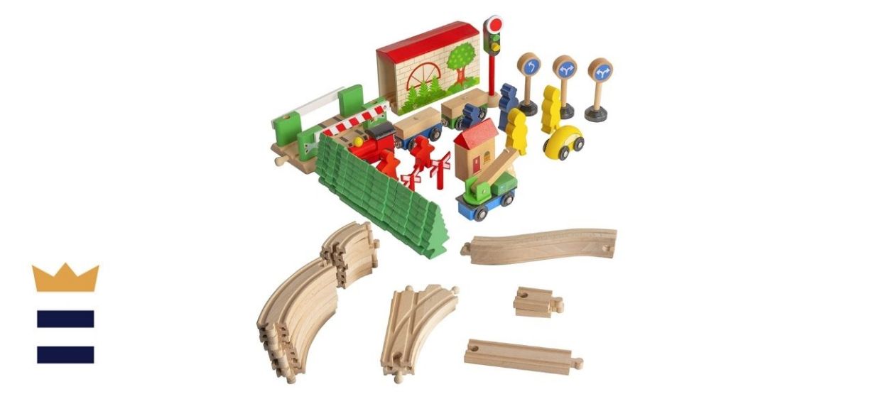 Funpeny 60-Piece Wooden Train Set