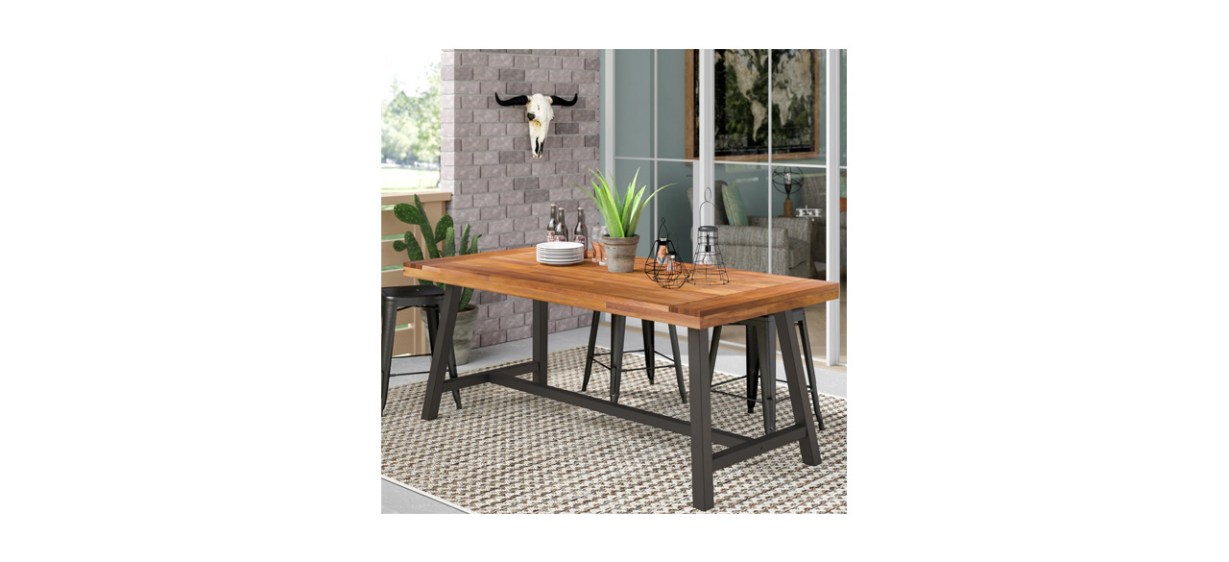 17 Stories Polanco Acacia Outdoor Dining Table