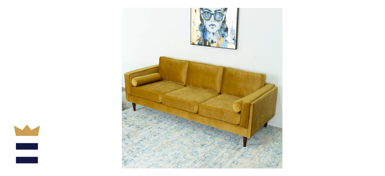 Lindel Velvet Square Arm Sofa with Reversible Cushions