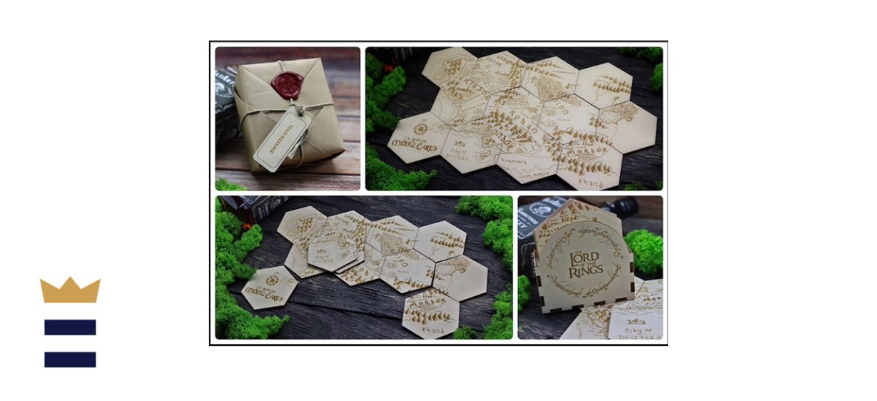 MatArtWood Lord of the Rings Middle Earth Map Coasters