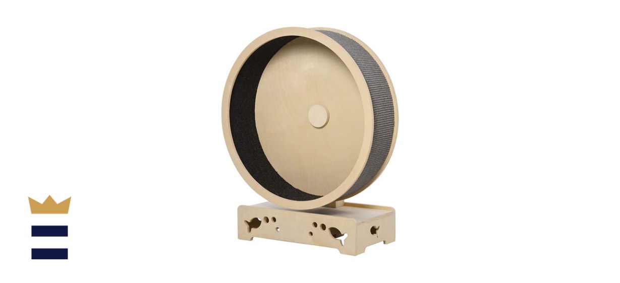 PawHut Round Cat Wheel With Carpet Runway