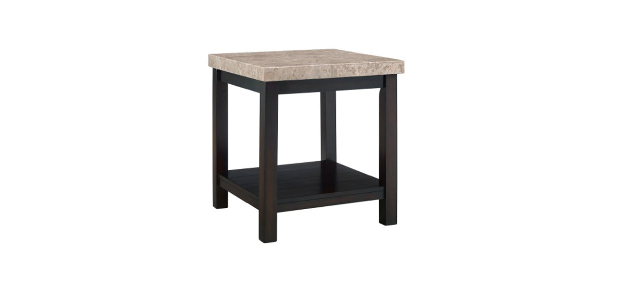 Picket House Furnishings Caleb Espresso Marble-Top End Table