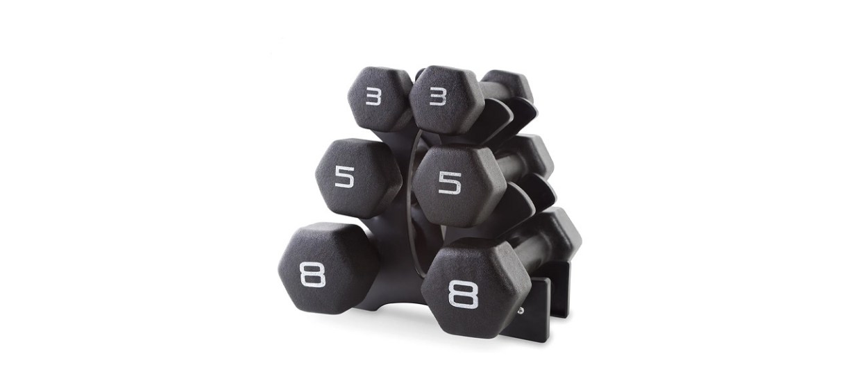 Sports-Fitness-Best CAP Barbell Neoprene Dumbbell Set with Rack