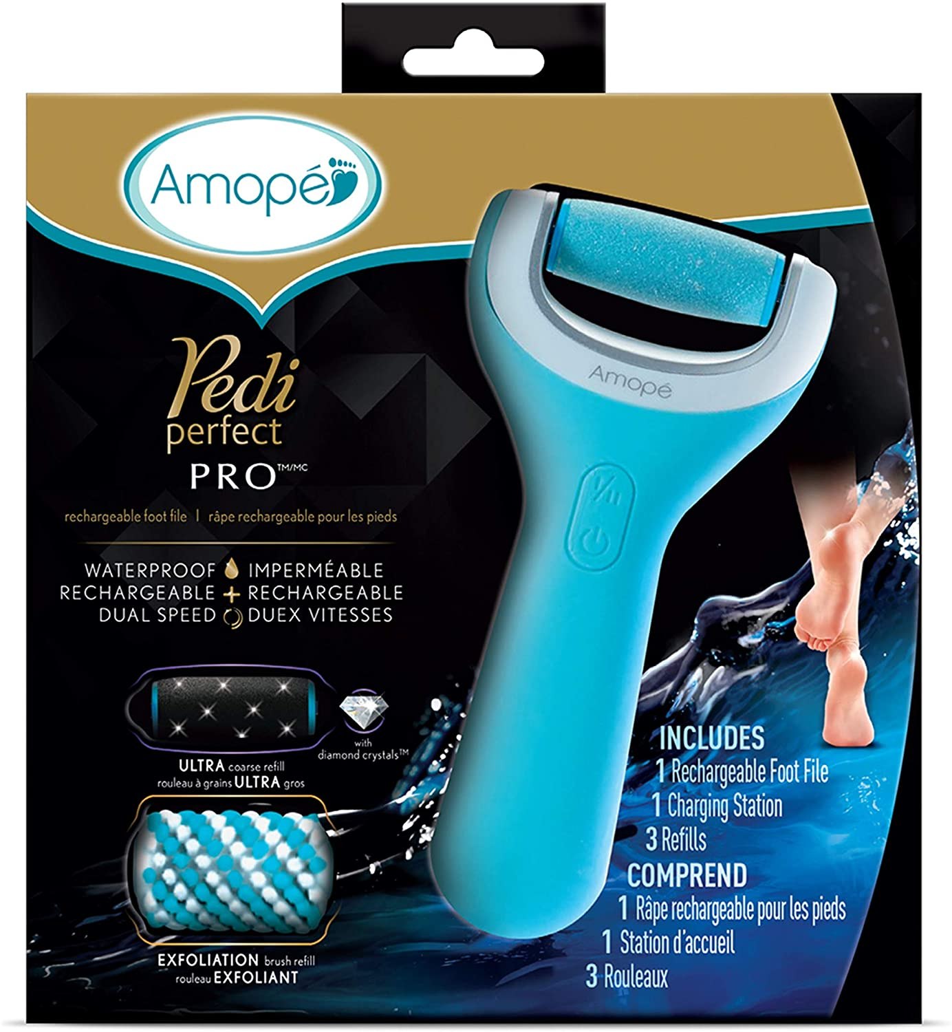 Amope Pedi Perfect Wet &amp; Dry Rechargeable Foot File