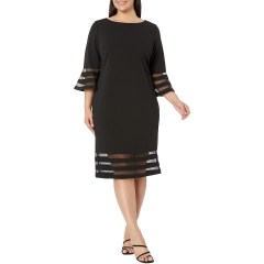 Calvin Klein Bell Sleeve Sheath with Sheer Inserts Dress